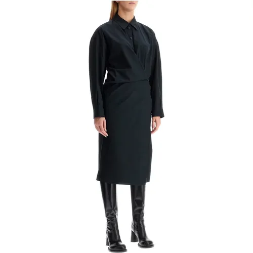 Asymmetrisches Knopf Midi Hemdkleid , Damen, Größe: XS - Lemaire - Modalova