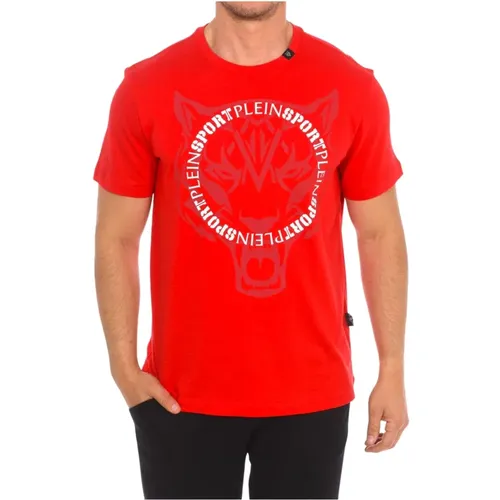 T-Shirt mit kurzen Ärmeln und Markendruck , Herren, Größe: XL - Plein Sport - Modalova