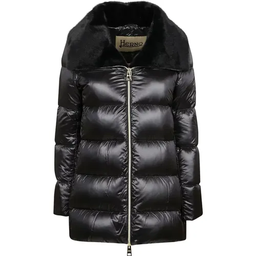 Nylon Ultraleicht Kunstpelz Jacke,Nylon Ultraleicht Faux Fur Jacke - Herno - Modalova