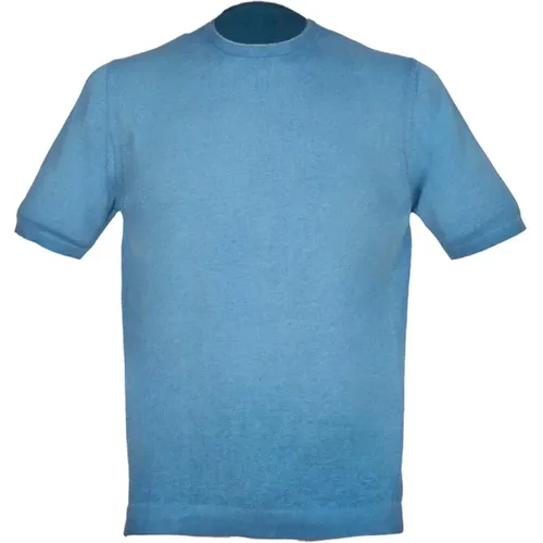 Turquoise Reverse Cold Ribbed T-shirt , male, Sizes: M - Alpha Studio - Modalova