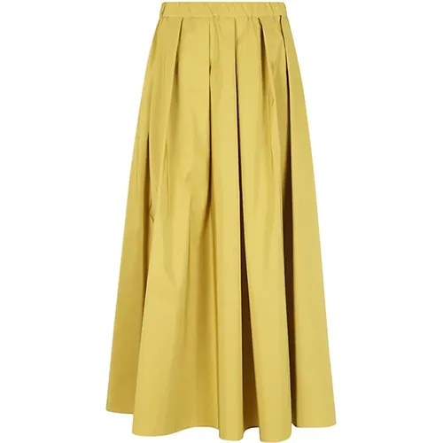 Mustard Cotton Midi Skirt , female, Sizes: 3XS, L - Max Mara Weekend - Modalova