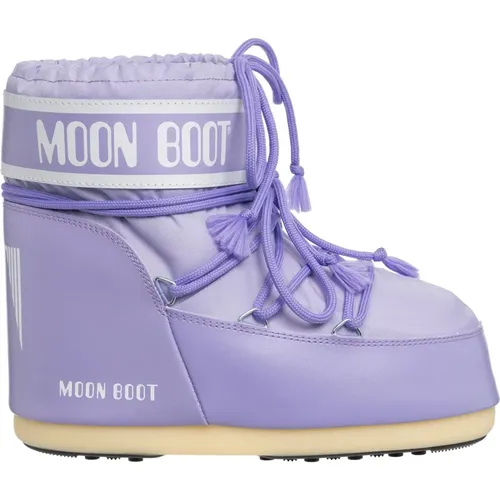 Niedrige Schneestiefel Kordel Schnürsenkel Einfarbig , Damen, Größe: 36 EU - moon boot - Modalova