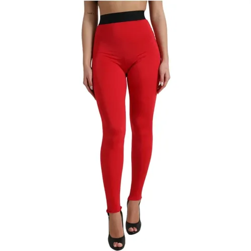 Rote Logo Slim Leggings Hose - Dolce & Gabbana - Modalova