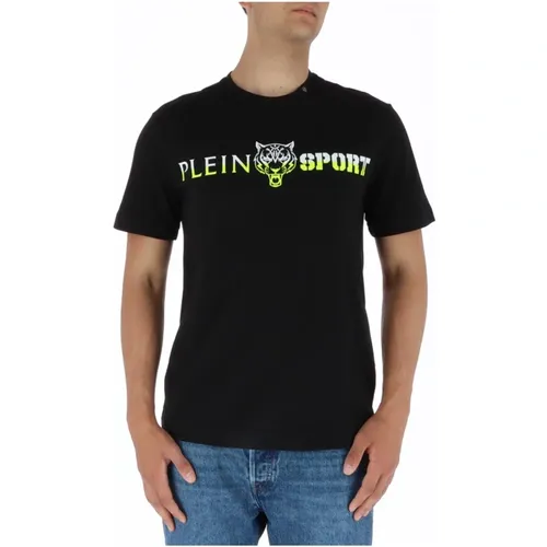 Schwarzes Bedrucktes T-Shirt , Herren, Größe: M - Plein Sport - Modalova