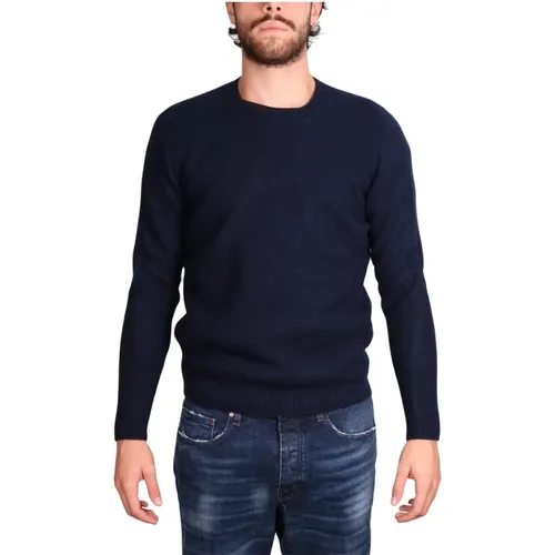 Navy Lambswool Crewneck Sweater , male, Sizes: 2XL - Drumohr - Modalova