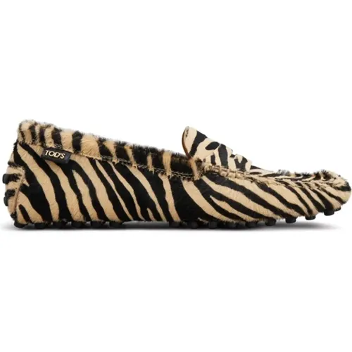 Leopard Print Slip-On Flat Shoes , female, Sizes: 3 UK, 4 1/2 UK, 7 UK, 4 UK, 5 1/2 UK, 5 UK, 6 UK - TOD'S - Modalova