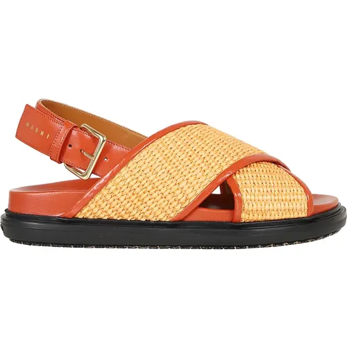 Raffia Effect Sandals & Orange , female, Sizes: 7 UK - Marni - Modalova