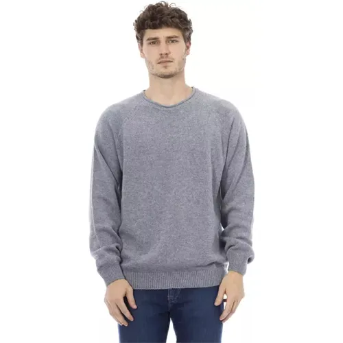 Hellblauer Crewneck Sweater , Herren, Größe: 2XL - Alpha Studio - Modalova