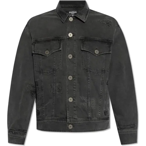 Denim jacket , male, Sizes: L, M - Balmain - Modalova