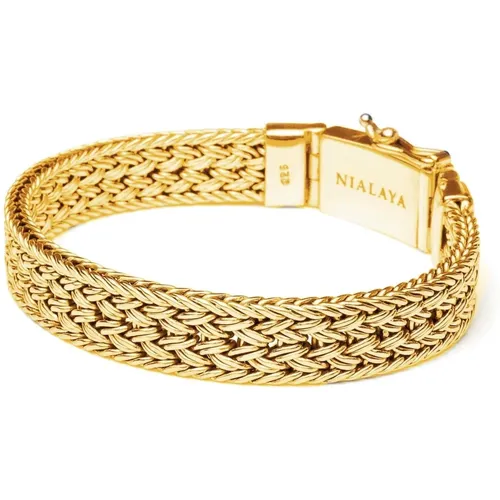 Men's Gold Braided Chain Bracelet , male, Sizes: XL, L, M - Nialaya - Modalova