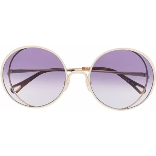 Luxus-Sonnenbrille mit goldenem Rahmen,Goldene Sonnenbrille für Frauen - Chloé - Modalova
