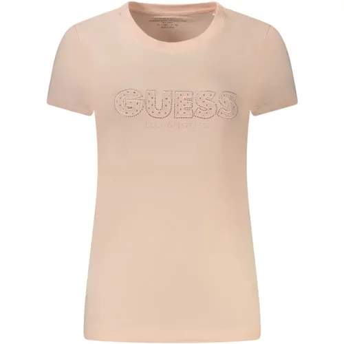 Rosa Baumwolle Tops & T-Shirt , Damen, Größe: M - Guess - Modalova