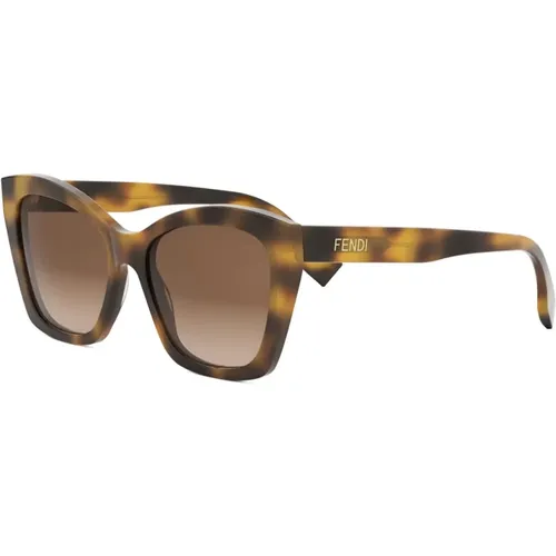 Butterfly Style Sunglasses with Havana Frame , female, Sizes: 55 MM - Fendi - Modalova