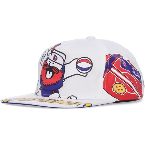 Denver Nuggets Flat Brim Cap White , male, Sizes: ONE SIZE - Mitchell & Ness - Modalova