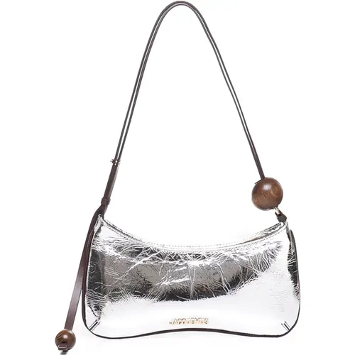 Silver Leather Shoulder Bag with Pearls , female, Sizes: ONE SIZE - Jacquemus - Modalova