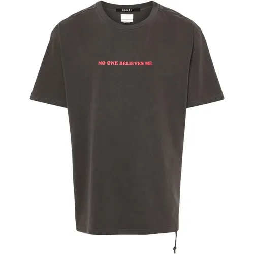 Schwarzes Baumwoll-T-Shirt mit Slogan-Druck , Herren, Größe: 2XL - Ksubi - Modalova