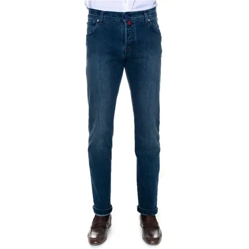 Slim-Fit Stone Washed Denim Jeans , male, Sizes: W31, W32 - Kiton - Modalova