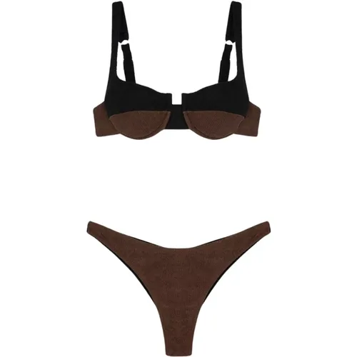 Geprägtes Farbblock-Bikini-Set , Damen, Größe: S - Me-Fui - Modalova