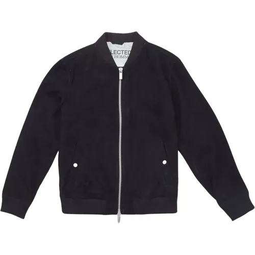 Suede Nero Bomber Archive , male, Sizes: L, M - Selected Homme - Modalova