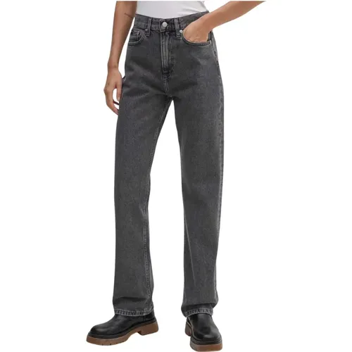 High Rise Gerades Jeans in Denim Grey , Damen, Größe: W28 L32 - Calvin Klein Jeans - Modalova