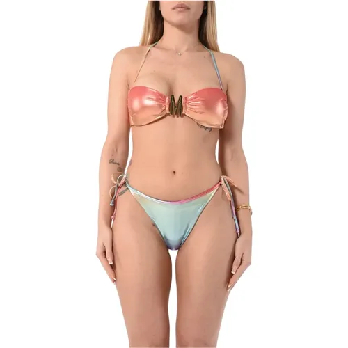 Shiny Bandeau Bikini Set , female, Sizes: L, M, S - Moschino - Modalova