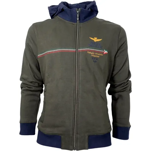 Men`s Hooded Sweatshirt with Tricolor Arrows , male, Sizes: 2XL, 4XL - aeronautica militare - Modalova