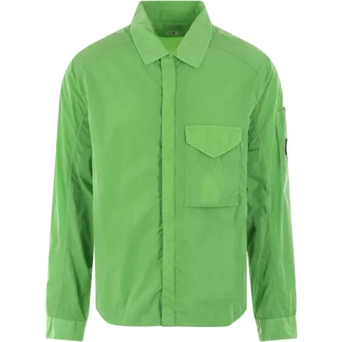 Grünes technisches Hemd mit Gummi-Logo-Patch - C.P. Company - Modalova
