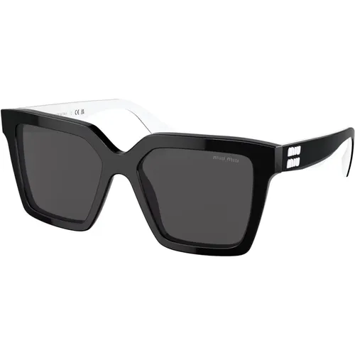 Schwarz Weiß/Grau Sonnenbrille SMU 03Ys , Damen, Größe: 54 MM - Miu Miu - Modalova