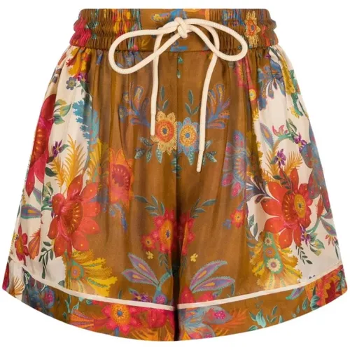 Floral Silk Shorts , female, Sizes: S - Zimmermann - Modalova