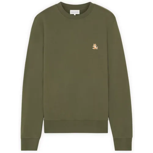 Militärgrüner Chillax Patch Sweatshirt,Beat Patch Sweatshirt - Maison Kitsuné - Modalova