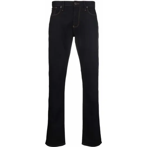 Dunkle Denim Jeans mit braunem Etikett - Emporio Armani - Modalova
