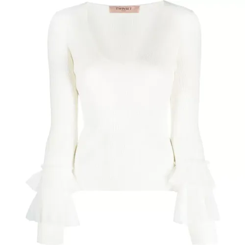 Weiße Sweatshirts für Damen Aw23 , Damen, Größe: M - Twinset - Modalova