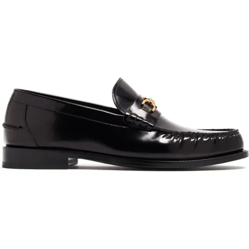 Medusa Plaque Calfskin Moccasins , male, Sizes: 6 UK, 7 UK, 8 UK, 9 1/2 UK, 9 UK - Versace - Modalova