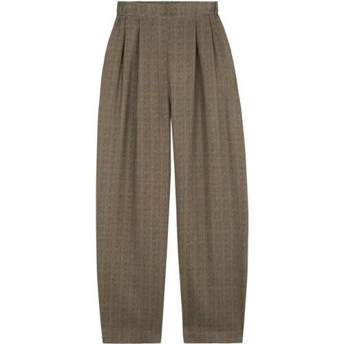 Wool and silk printed trousers , female, Sizes: M, 2XL, L, S, XL - Cortana - Modalova