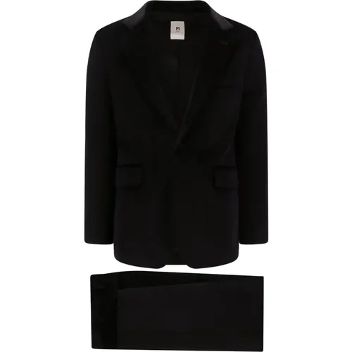 Schwarzer Anzug mit Klassischem Revers - PT Torino - Modalova