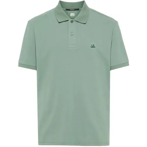 Grünes Polo-Shirt mit Besticktem Logo , Herren, Größe: 3XL - C.P. Company - Modalova