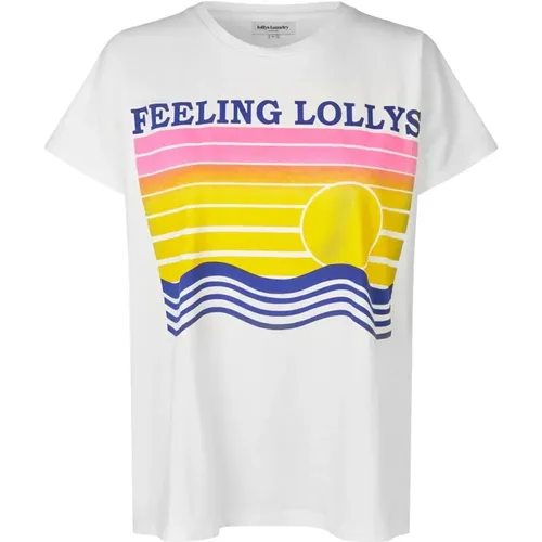 T-Shirt mit Grafikdruck Weiß , Damen, Größe: M - Lollys Laundry - Modalova