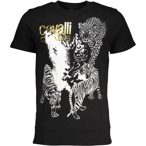 Schwarzes Bedrucktes Logo T-Shirt , Herren, Größe: M - Cavalli Class - Modalova