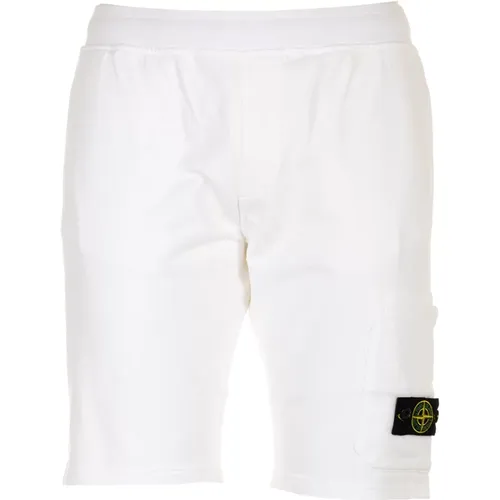 Weiße Felpa Bermuda Shorts - Stone Island - Modalova