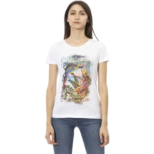 Lässiges Rundhals Kurzarm T-Shirt , Damen, Größe: L - Trussardi - Modalova