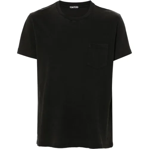 Cold Dye Cotton T-Shirt Charcoal , male, Sizes: L, M, 2XL - Tom Ford - Modalova