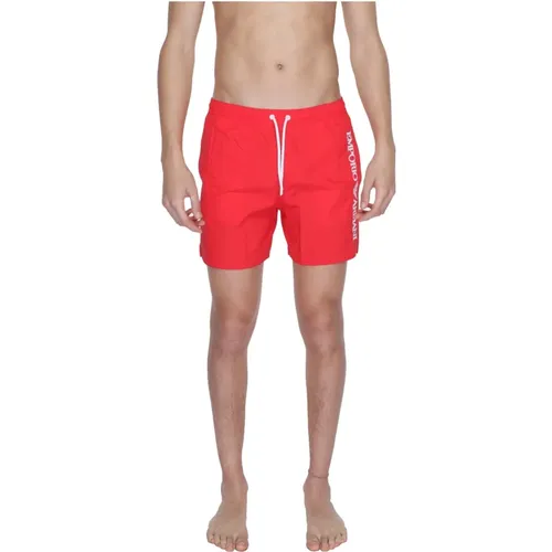 Roter Badeanzug mit Schnürung Muster , Herren, Größe: XL - Emporio Armani - Modalova