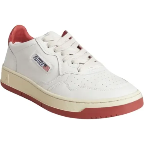 White and Leather Low-Top Sneakers , male, Sizes: 7 UK - Autry - Modalova