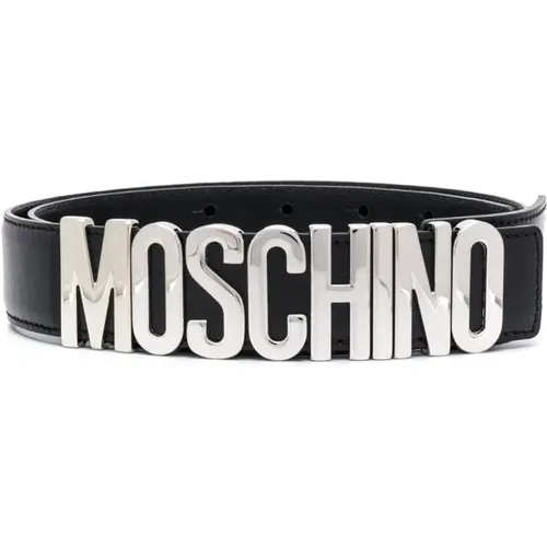 Schwarzer Logo-Plaque-Gürtel , Herren, Größe: 3XL - Moschino - Modalova