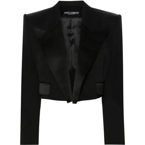 Schwarze Wollmischung Kurze Jacke - Dolce & Gabbana - Modalova