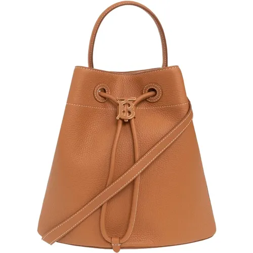 Leather bucket bag , female, Sizes: ONE SIZE - Burberry - Modalova