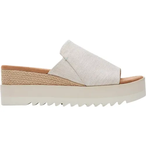 Diana Mule Cream Wedge Sandals , female, Sizes: 4 1/2 UK, 8 UK, 6 UK - TOMS - Modalova