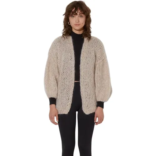 Fluffy Mohair Cardigan in , female, Sizes: S/M, M/L - Maiami - Modalova