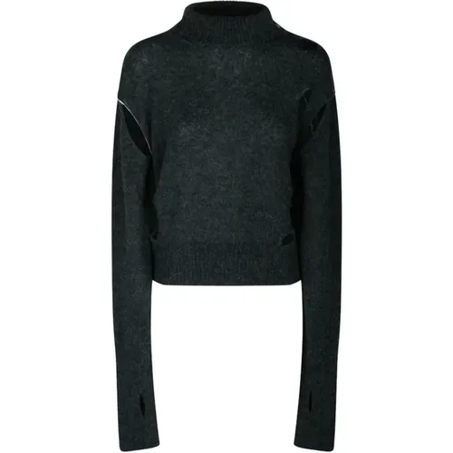 Grüner Alpaka Distressed Effekt Pullover , Damen, Größe: XS - MM6 Maison Margiela - Modalova