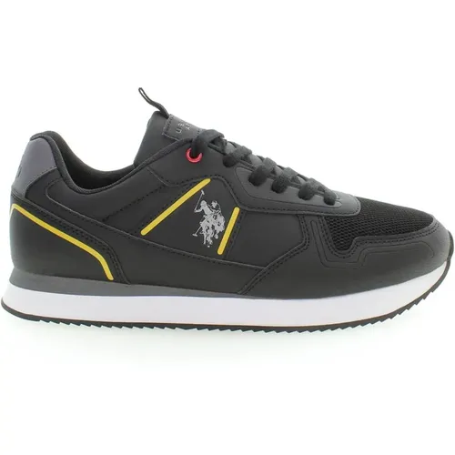 Black Polyester Sneaker with Lace-up Closure and Logo Detail , male, Sizes: 11 UK, 10 UK - U.s. Polo Assn. - Modalova